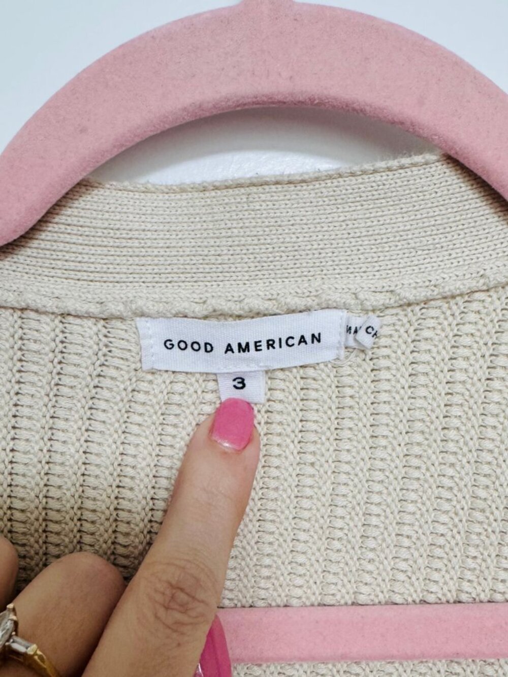 Good American Cream Ribbed Open Front Cardigan Size 3 (L) - Picture 3 of 5